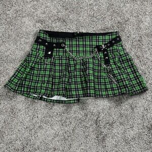 Tripp NYC Mini Skirt Womens XL Green Punk‎ Chain Studded Goth Grunge Gothic Y2K